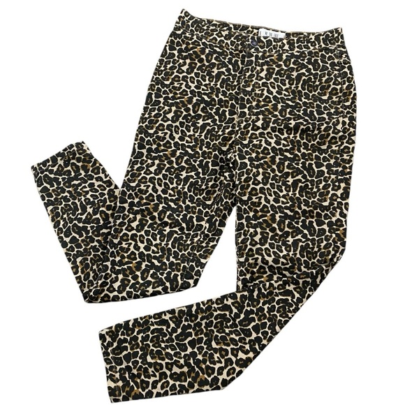 Free People Leopard Print Cropped Skinny Pants Sz 29 High Rise Cotton Blend - Picture 9 of 10